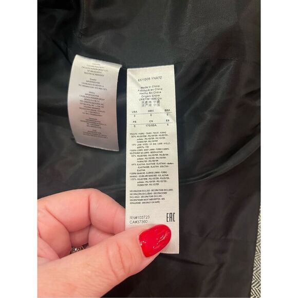 Armani Exchange Black & White Chevron Herringbone Open Front Blazer Jacket sz 6 - Picture 7 of 7